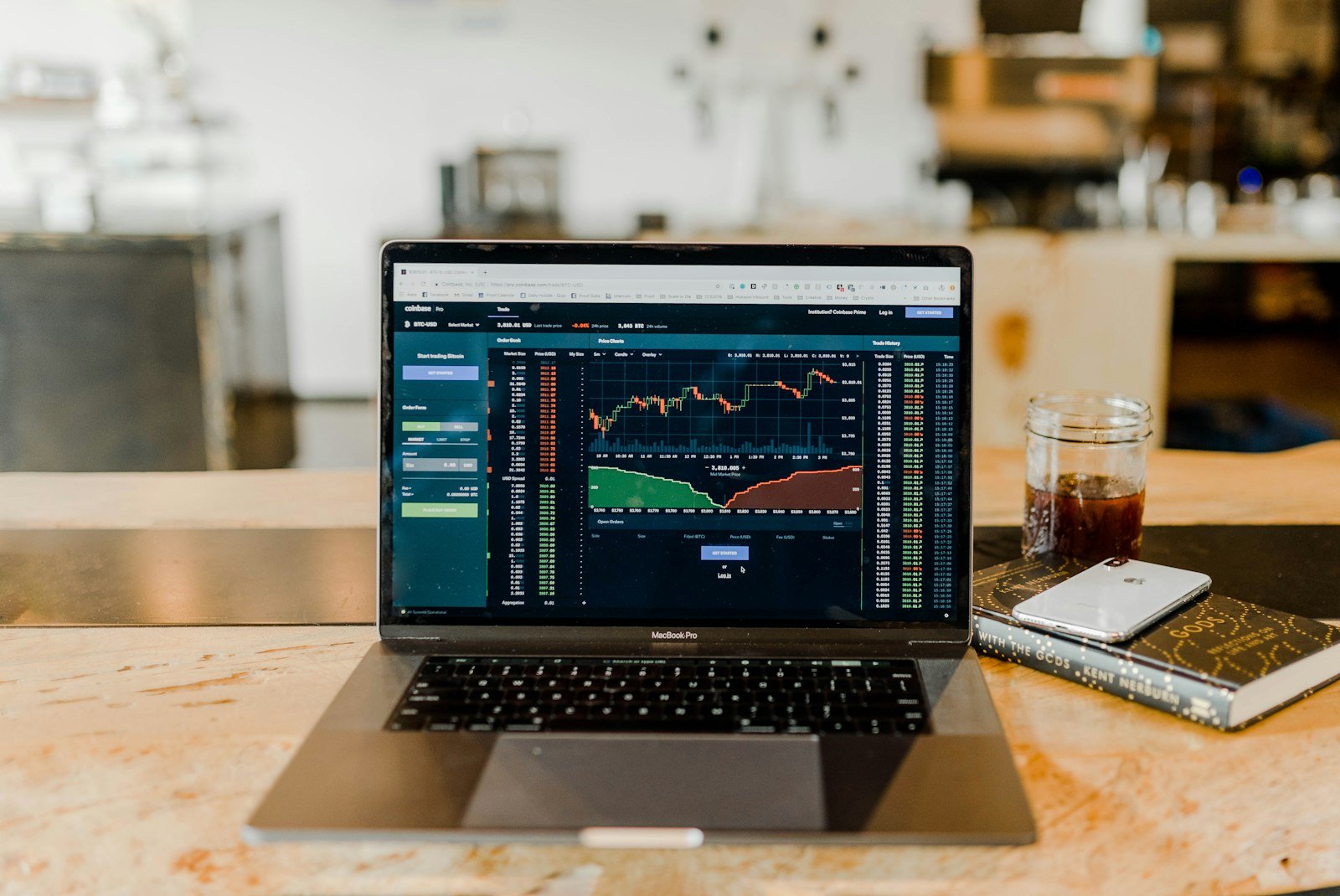 Laptop on a desk used for trading